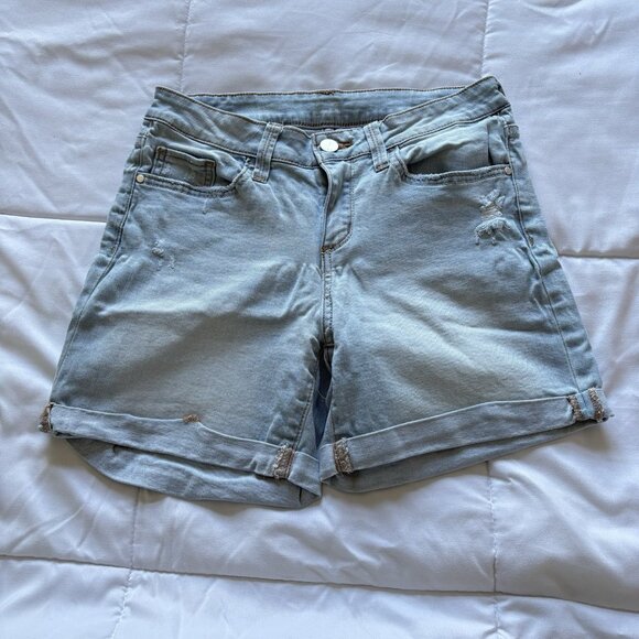 ANA Denim Jean Shorts Womens Size 4 Rolled Cuff Stretch Light Wash Summer - Picture 1 of 6
